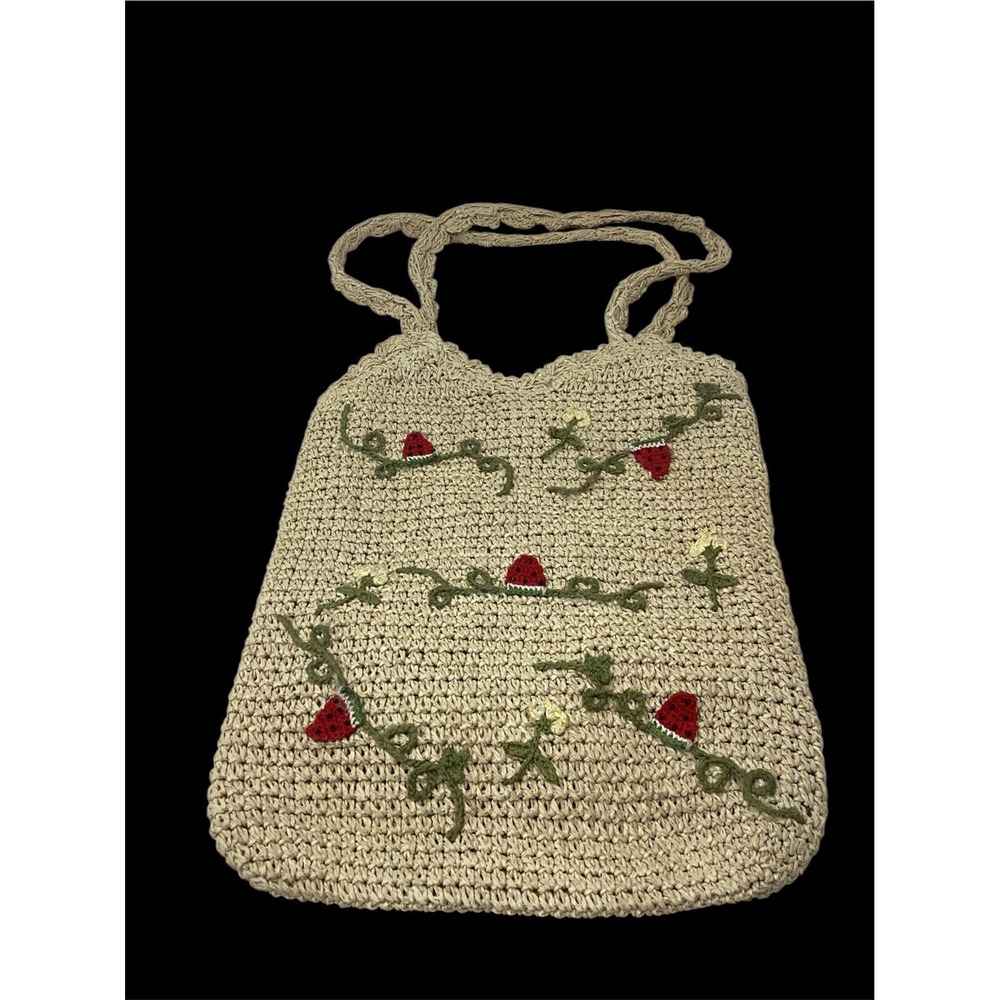 Vintage Cappelli Straworld Inc Tote Bag Embroidered Watermelons Beach Summer